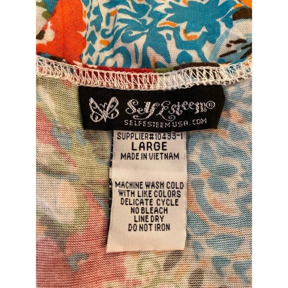 Self Esteem Blouse Womens Sleeveless Top  Lace  Straps Blue Orange Pattern - Picture 8 of 10